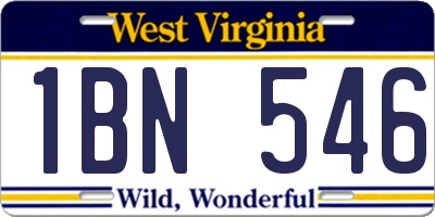 WV license plate 1BN546