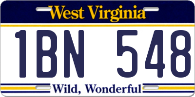 WV license plate 1BN548