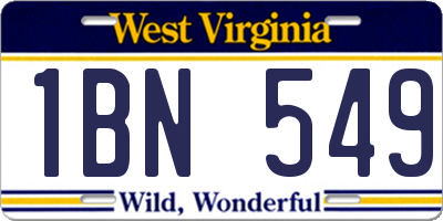 WV license plate 1BN549