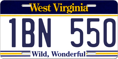 WV license plate 1BN550