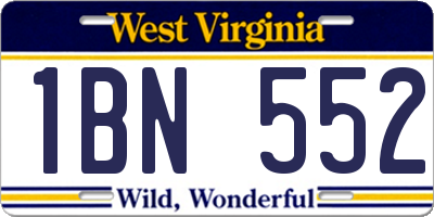 WV license plate 1BN552