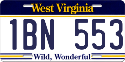 WV license plate 1BN553