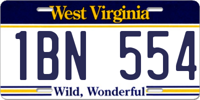 WV license plate 1BN554