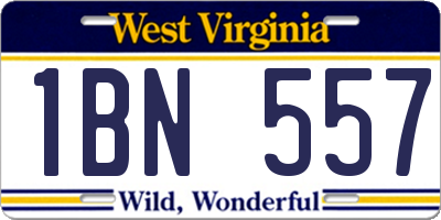 WV license plate 1BN557