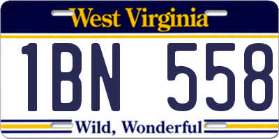 WV license plate 1BN558