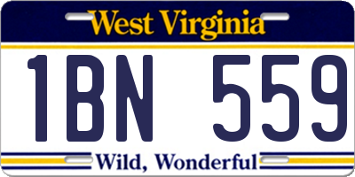 WV license plate 1BN559
