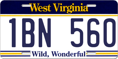 WV license plate 1BN560