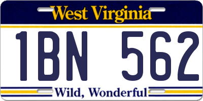 WV license plate 1BN562