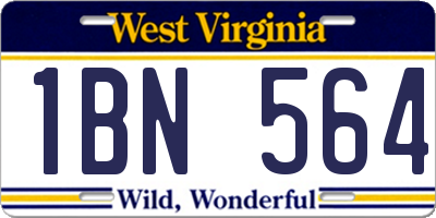 WV license plate 1BN564
