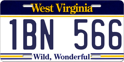 WV license plate 1BN566