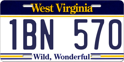 WV license plate 1BN570