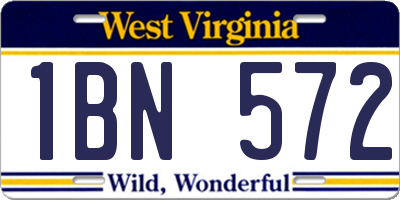 WV license plate 1BN572