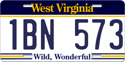 WV license plate 1BN573