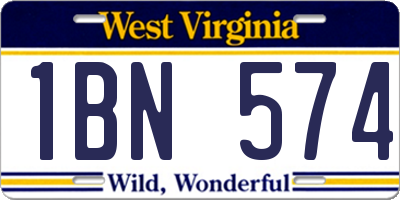 WV license plate 1BN574