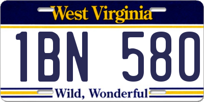 WV license plate 1BN580