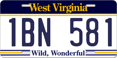 WV license plate 1BN581