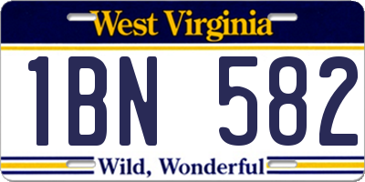 WV license plate 1BN582