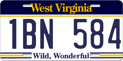 WV license plate 1BN584