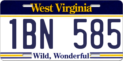 WV license plate 1BN585