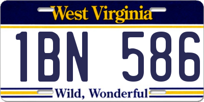 WV license plate 1BN586