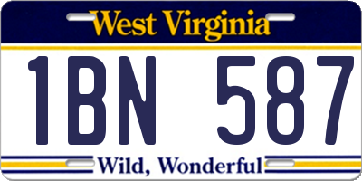 WV license plate 1BN587