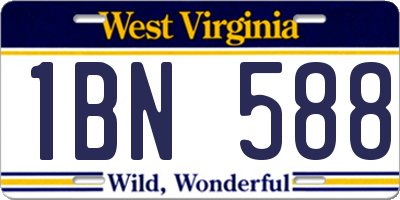 WV license plate 1BN588