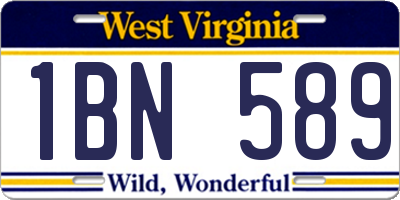 WV license plate 1BN589