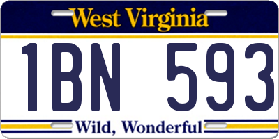 WV license plate 1BN593