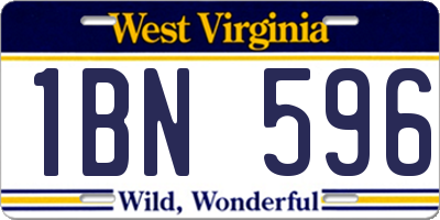 WV license plate 1BN596