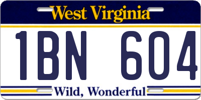 WV license plate 1BN604