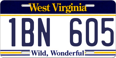 WV license plate 1BN605