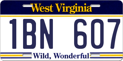 WV license plate 1BN607