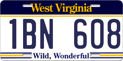 WV license plate 1BN608