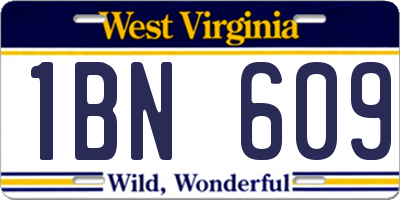 WV license plate 1BN609