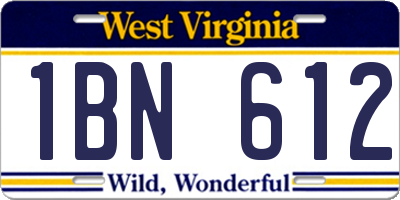 WV license plate 1BN612