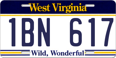 WV license plate 1BN617