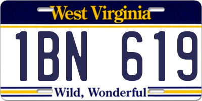 WV license plate 1BN619