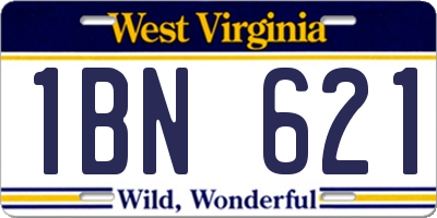 WV license plate 1BN621
