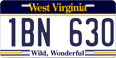 WV license plate 1BN630