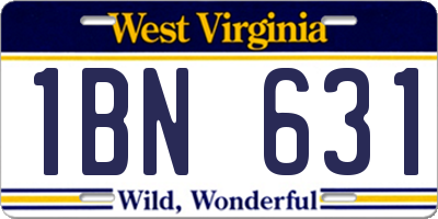 WV license plate 1BN631