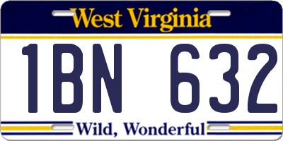 WV license plate 1BN632