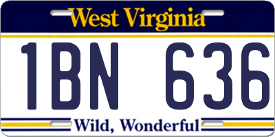 WV license plate 1BN636