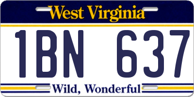 WV license plate 1BN637