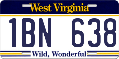 WV license plate 1BN638