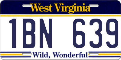 WV license plate 1BN639