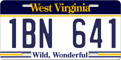 WV license plate 1BN641
