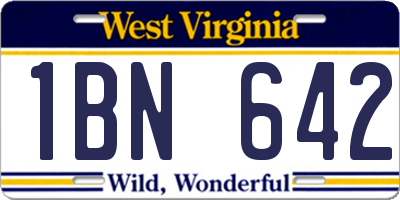 WV license plate 1BN642