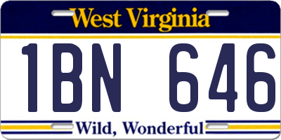 WV license plate 1BN646