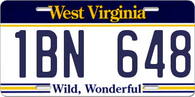 WV license plate 1BN648