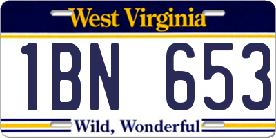 WV license plate 1BN653